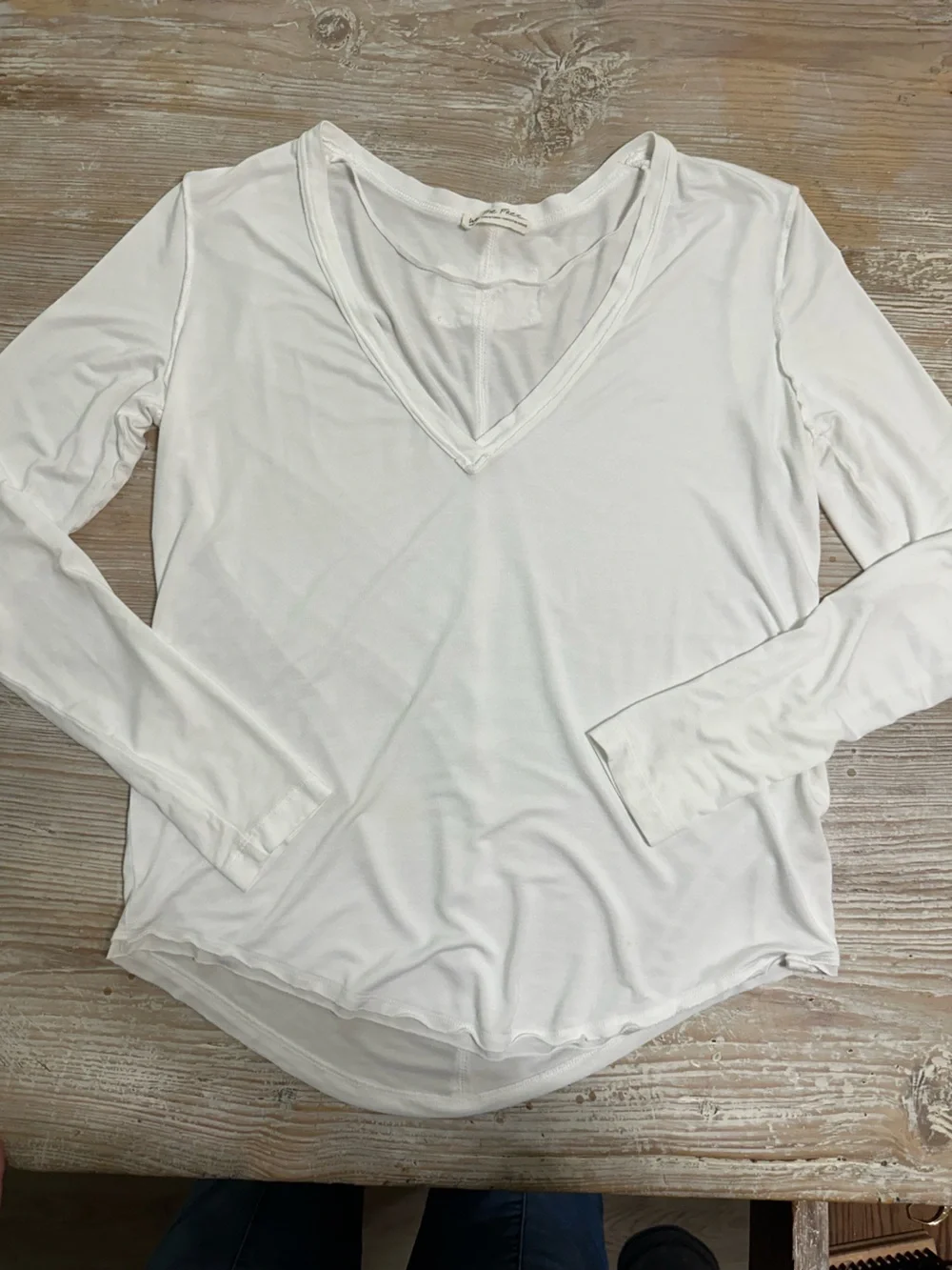 Free People We the Free Soft Deep V-Neck Long Sleeve Top Sz M